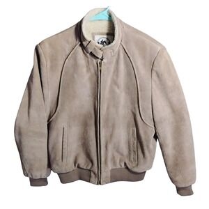 Vintage 80s/90s Saddlery Mens Leather Shearling Lined Bomber Jacket Tan M